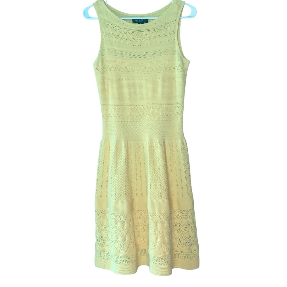Lauren Ralph Lauren Dress Women's Yellow Sweater Sleeveless  S Lined Preppy Read